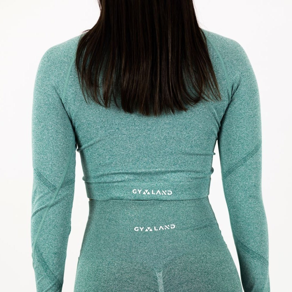 Booty Goals Seamless Long Sleeve Crop Top Green – Gymland Sportswear