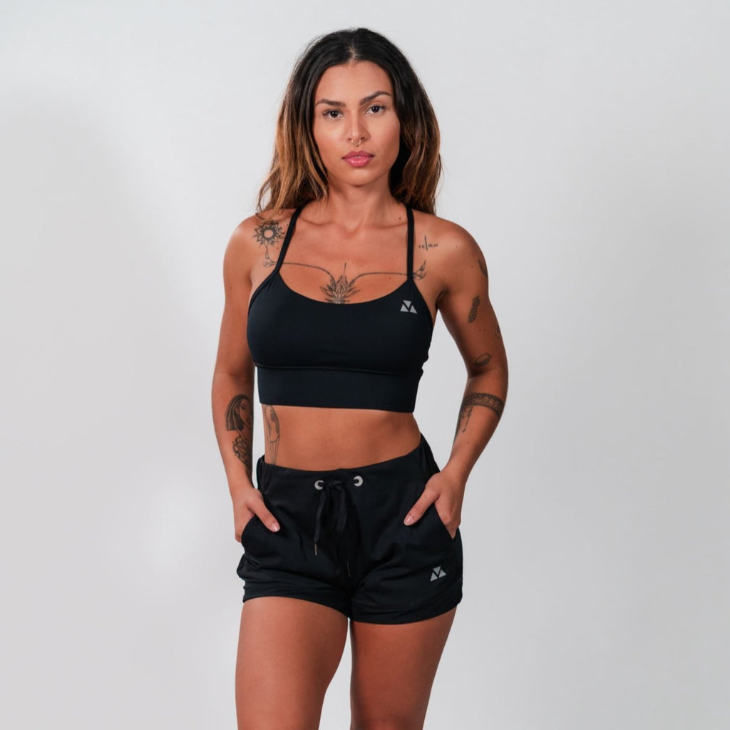 Contrast V Mesh Contour Sports Bra Black – Gymland Sportswear