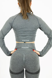 Booty Goals Seamless Long Sleeve Crop Top Grey