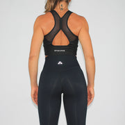 Contrast V Mesh Contour Sports Bra Black