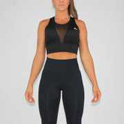 Contrast V Mesh Contour Sports Bra Black