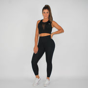 Contrast V Mesh Contour Sports Bra Black