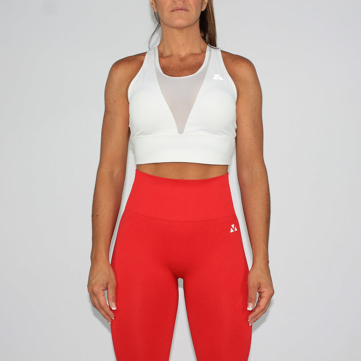 Contrast V Mesh Contour Sports Bra White