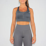 Never Give Up Mesh Contour Sports Bra Grey