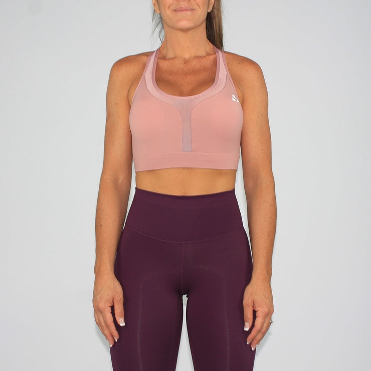 Never Give Up Mesh Contour Sports Bra Rose