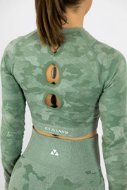 Standout Camo Seamless Long Sleeve Crop Top Green