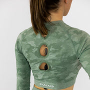 Standout Camo Seamless Long Sleeve Crop Top Green