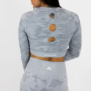 Standout Camo Seamless Long Sleeve Crop Top Grey